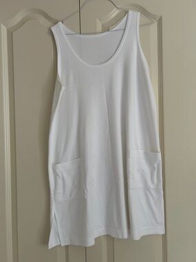 White Sleeveless Pocket Tunic bathing suit cover up